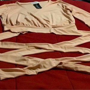 Tan wrap around blouse